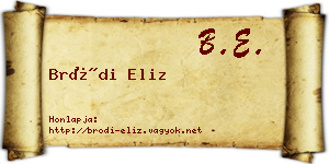 Bródi Eliz névjegykártya